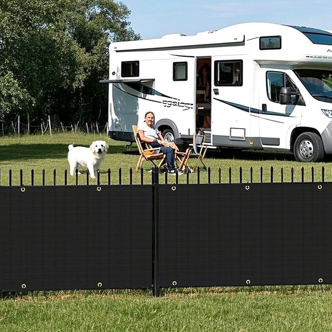 2.5' x 156' Balcony Privacy Screen Fence Cover with Zip Ties Grommets for Apartment Patio Porch Deck Backyard Outdoor (Black)