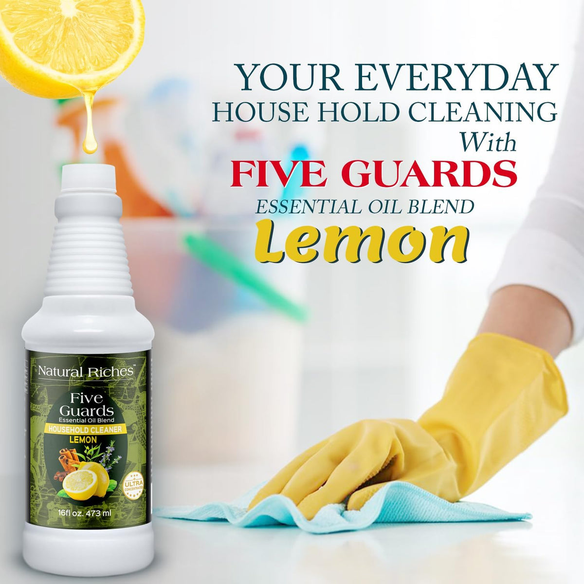 Natural Riches Household Cleaner Concentrate Five Guards Lemon scent from The Tales of French stories of Thieves Essential oil Blend household cleaner - 16 fl oz