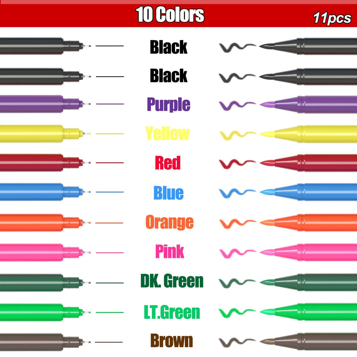 Edible Markers, 11Pcs Ultra Fine Tip(0.5mm) Food Coloring Pens, Double Sided Food Grade Gourmet Writers for Cake,Cookie,Fondant Decorating,Painting