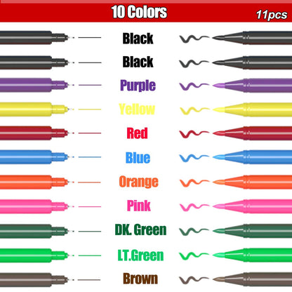 Edible Markers, 11Pcs Ultra Fine Tip(0.5mm) Food Coloring Pens, Double Sided Food Grade Gourmet Writers for Cake,Cookie,Fondant Decorating,Painting