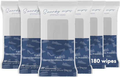 Swanky Shoe Cleaner Wipes - Leather and Sneaker Cleaner, Removes Dirt, Grime and Stains, Quick & Easy Shoe Sole and Boot Cleaning Wipes, Essential Shoe Cleaning Supplies - Soft Wipes, 180 Count