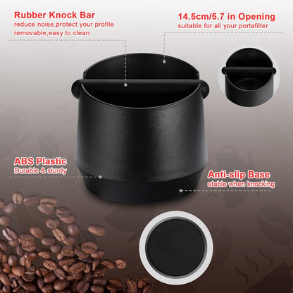 Espresso Knock Box - 5.8 Inch Coffee Knock Box Espresso, Shock-absorbent espresso grounds knock box with Removable Knock Bar and Non-Slip Base for