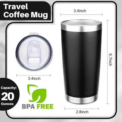 20oz Tumbler with Lid Double Wall Vacuum Insulated Travel Coffee Mug Stainless Steel Thermal Cup Powder Coated Sturdy Coffee Tumbler Bulk for Hot and