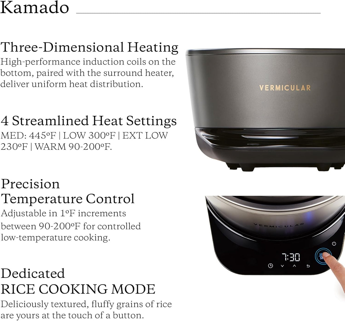 Vermicular Musui–Kamado (RICEPOT) | Cast Iron Induction Cooker | Precision Multicooker | Japanese Rice Cooker | Slow Cooker | Non-Toxic Enameled Cast Iron Pot | Charcoal | US Model (120V)