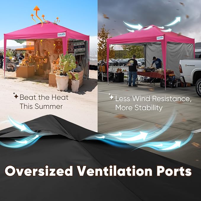Quictent 10x10 Pop Up Canopy Tent with 1 Sidewall, Instant Setup Gazebo for 1 Person, Portable & Compact, Waterproof & UV Protection, Ideal for Camping, Beach, Parties, and Outdoor Events