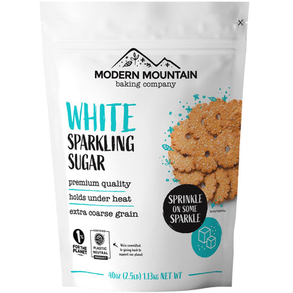 Sparkling Sugar (2.5lb) White Sparkling Sugar Crystals for Baking, Sanding Sugar, Extra Coarse Grain, Bright White, Maximize Sparkle, Holds Under Heat, Adds a Sweet Crunch, Non-GMO Sourced, Tested and Verified Gluten Free, Premium Quality