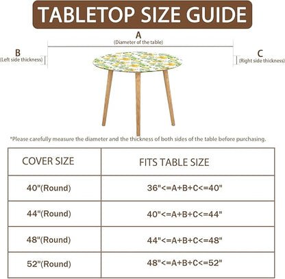 Lemon Round Fitted Tablecloth with Elastic Spring Summer Yellow Lemons Circle Table Cloth for 36-40" Round Tables Wipeable Waterproof Lemonade Party Farmhouse Table Cover for Picnic Dining Outdoor