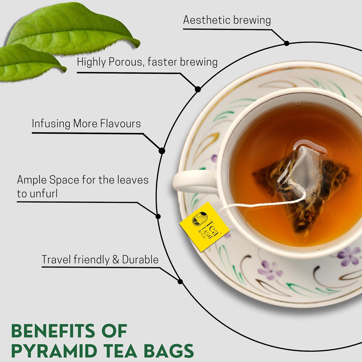 Tealeaf & Co. Pure Chamomile Herbal Tea - Organic Chamomile Tea Bags Blended with Fresh Herbs - Contains Low Caffeine - Gluten Free - 100 Teabags (7.055oz/200gm)