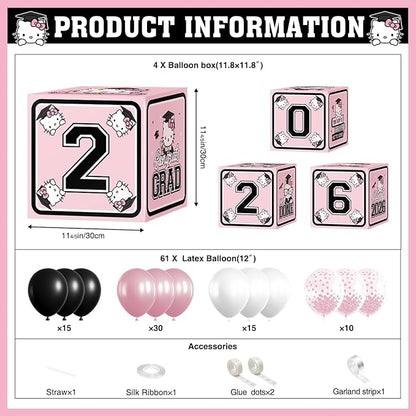 2026 Graduation Decorations, Pink Graduation Party Decorations Graduation Balloons Arch Kit Boxes With Letters 2026 Grad for Middle School High School College ect.