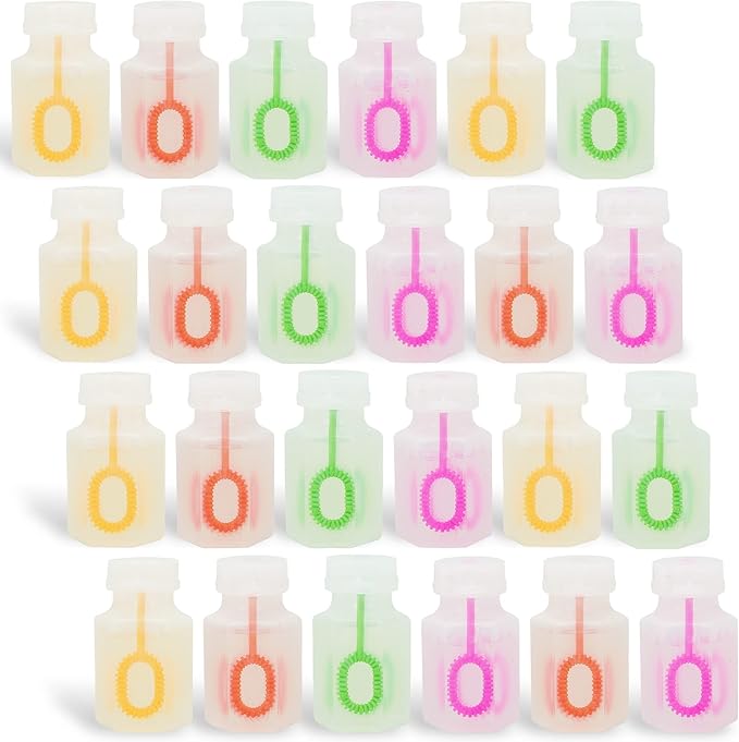 JOYIN 24 Pcs Mini Bubble Wands Assortment Party Favors Toys for Kids Child, Summer Gifts Bubbles Fun Toys,Wedding, Bath Time,Summer Outdoor Gifts for Girls Boys