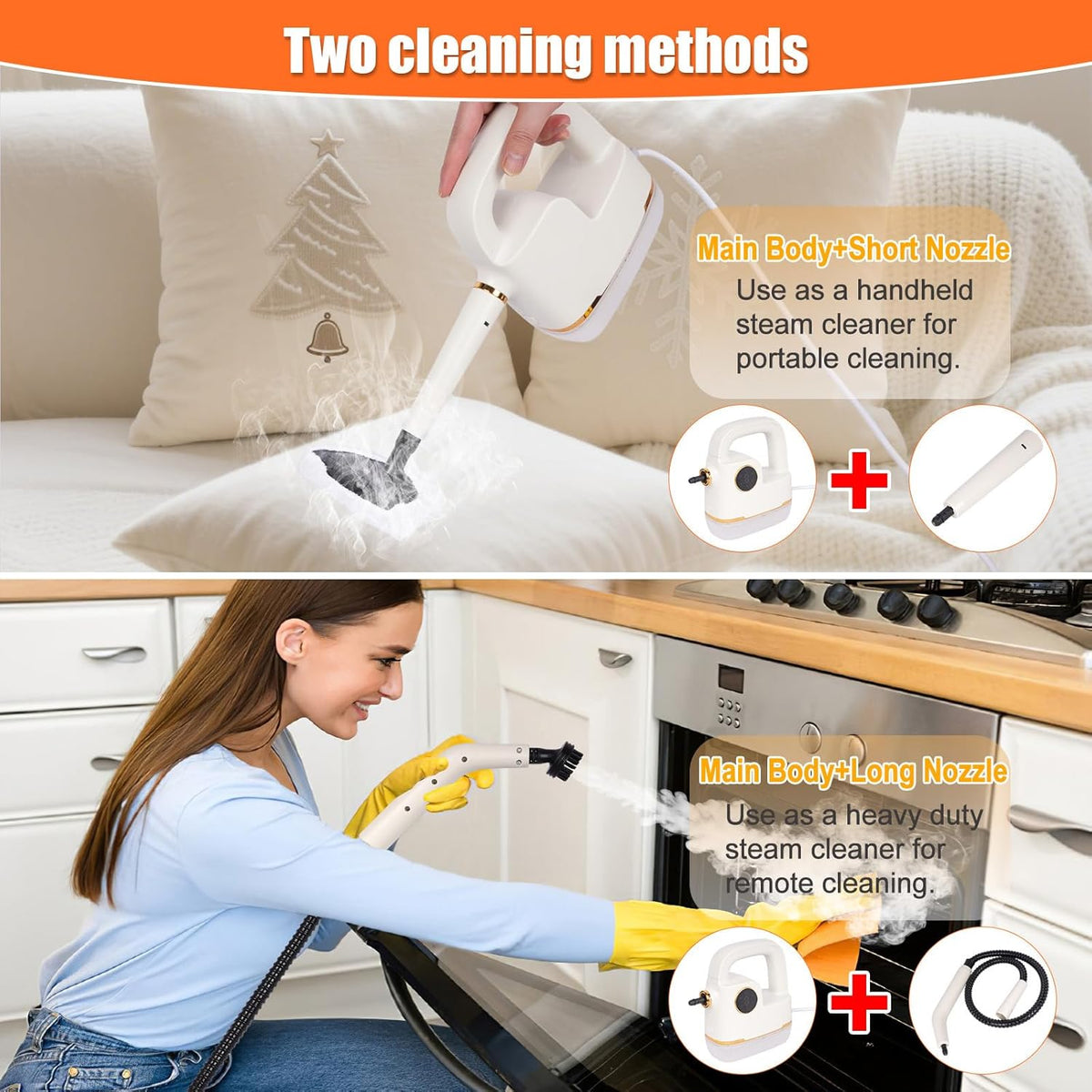 Handheld Steam Cleaner [One Click Clean] Steamer for Cleaning 10-in-1 High Pressure Steam Cleaner for Home/Car Detailings/Fabric etc. Separate Design