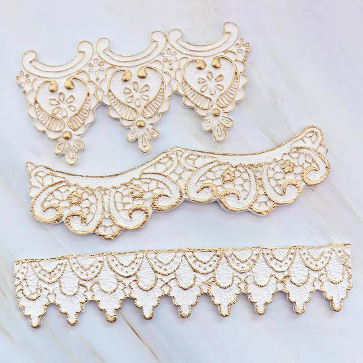 Baroque Embossed Cake Decorating Mold 3pcs, Lace Fondant Silicone Molds for Chocolate Candy Mousse Butter Biscuit Marzipan Sugar Craft Cake Border