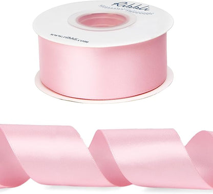 Ribbli Light Pink Double Faced Satin Ribbon,1-1/2” x Continuous 25 Yards,Use for Bows Bouquet,Gift Wrapping,Baby Shower,Floral Arrangement
