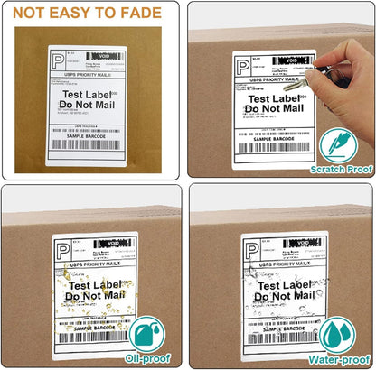 FungLam 4x6 Thermal Labels - 1000 Labels, 4 Rolls Direct Thermal Printer Label, Shipping Labels Compatible with Zebra, Rollo and Most Thermal Printer, Perforated Postage Label Paper, 250 Labels/Roll