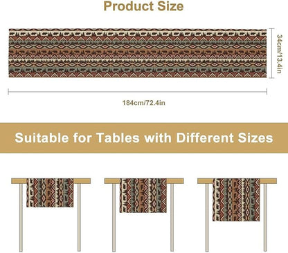Rustic Bear Table Runner, Cabin Wild Animal Deer Moose Pine Tree Aztec Native Western Farmhouse Hunting Camping Table Runner for Kitchen Dining Home Party 13x36in