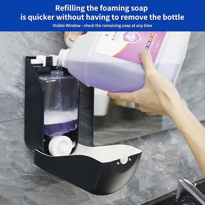 Manual Foaming Soap Dispenser,1000ml Wall Mounted Hand Soap Dispenser,Large Viewing Window,Super Easy Refills,for Commercial & Home, Space Black