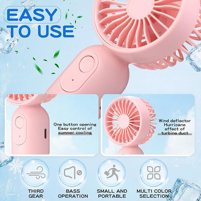 Rossesay 12 Pack Mini Portable Handheld Fan Bulk for Travel 3 Speeds, Rechargeable USB Battery Operated, Small Personal Eyelash Fans for Women Men Indoor Outdoor(Black Pink Purple)