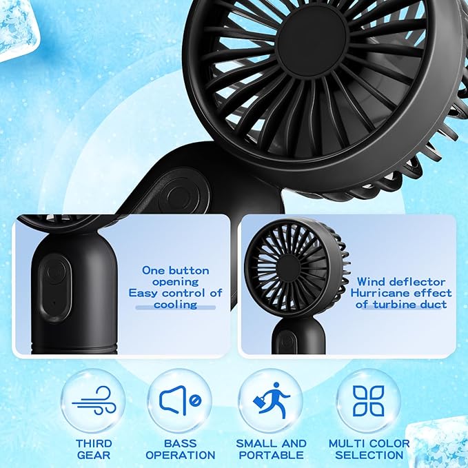 Rossesay 12 Pack Mini Portable Handheld Fan Bulk for Travel 3 Speeds, Rechargeable USB Battery Operated, Small Personal Eyelash Fans for Women Men Indoor Outdoor(Black,Classic Style)