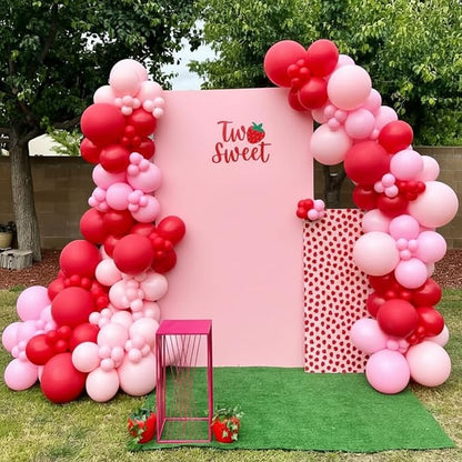 Strawberry Balloons Garland Arch Kit 163pcs with 27" Strawberry Foil Balloons, Red and Pink white Balloons for Sweet Girl Berry First Birthday Themed Baby Shower Strawberry Party Decorations