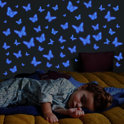 Saoropeb Glow in The Dark 3D Butterfly 24 Pcs 3 Sizes, Luminous Butterfly Stickers for Ceiling or Wall, Glow in The Dark Party Supplies