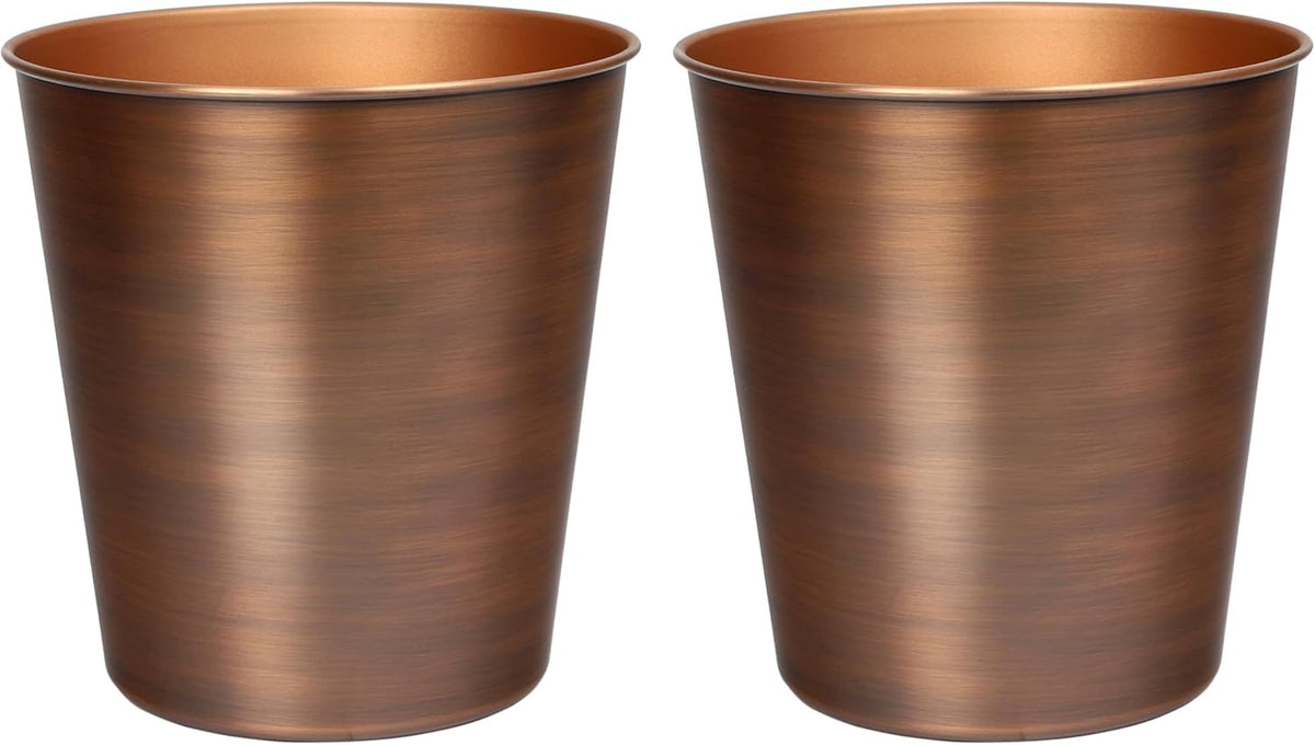 happimess HPM1113B-SET2 Nolan Modern Classic Smooth Steel 2 Gal Waste Bin for Kitchen, Office, Bathroom, Bedroom, Dorm, Antique Copper (Set of 2)
