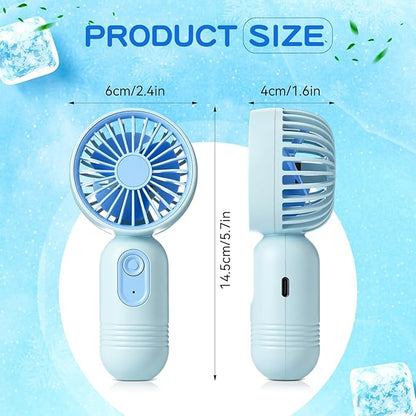 Rossesay 12 Pack Mini Portable Handheld Fan Bulk for Travel 3 Speeds, Rechargeable USB Battery Operated, Small Personal Eyelash Fans for Women Men Indoor Outdoor (Blue)