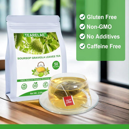 Tearelae - Soursop Leaves Tea - 1.5g x 50 Count - 100% Pure Soursop Graviola Leaves Tea Bag - Country of Origin Thailand
