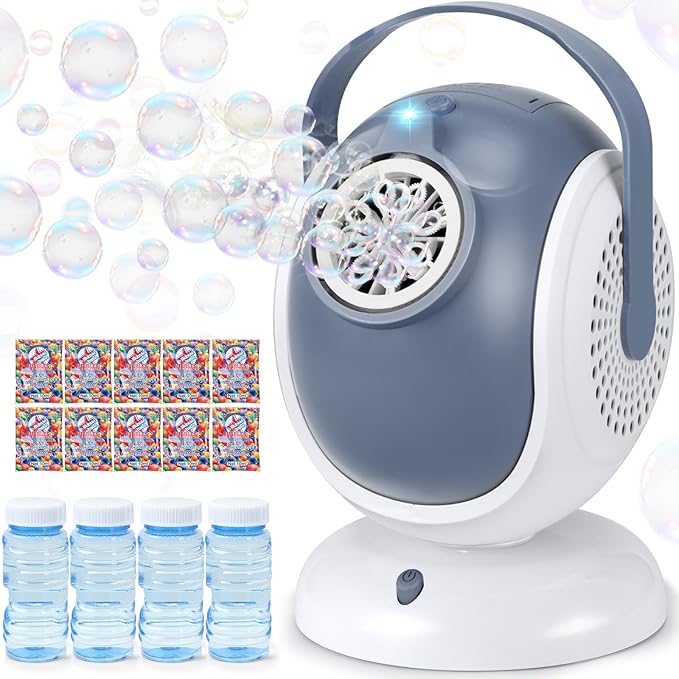 Bubble Machine for Kids: Automatic Bubble Blower 60° 360° Auto Rotatable Bubble Machines for Parties Outdoor Bubble Machine Bubble Toys for Outdoor Wedding Birthday Party Gifts