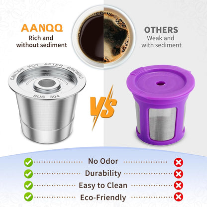 4 Pack K Cup Reusable Coffee Pods for Keurig: Stainless Steel Refillable K Cup - Reusable Coffee Filter for Keurig 1.0 Coffee Maker, Permanent