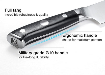 Paudin Chef Knife 8 Inch, Professional Kitchen Knife, 7Cr17MoV German Stainless Steel Forged Chefs Knives with Ergonomic G10 Handle