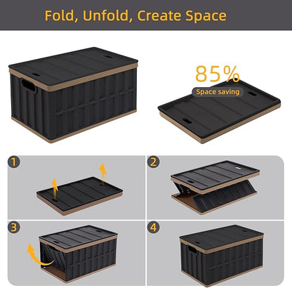 Citylife 64L Collapsible Storage Bins with Lids Plastic Storage Containers for Organizing Stackable Storage BoxLarge Heavy Duty Utility Crates, 4 Packs