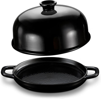 Kook Bread Oven, Sourdough Pan with Lid and Handles, Enameled Cast Iron Pan and Ceramic Lid, For Baking, Cooking, Roasting, Black