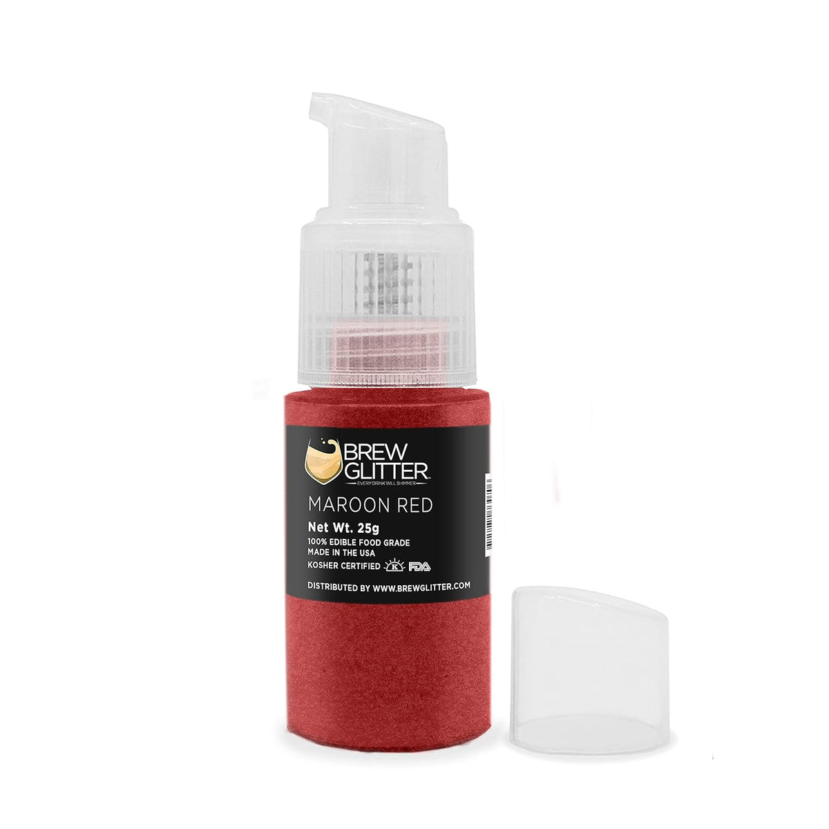 Brew Glitter - Maroon Red (25g Spray Pump 1x Jar), Edible Glitter for Drinks, Cocktails, Beer, Garnish & Beverages