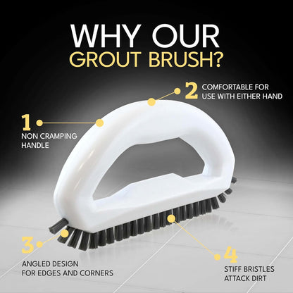 Grout Brush with Stiff Nylon Bristles, Heavy Duty Hand Grout Scrub Brush for Cleaning Baseboards, Floor, Corners, Tiles, Shower, Bath Tub, Floor