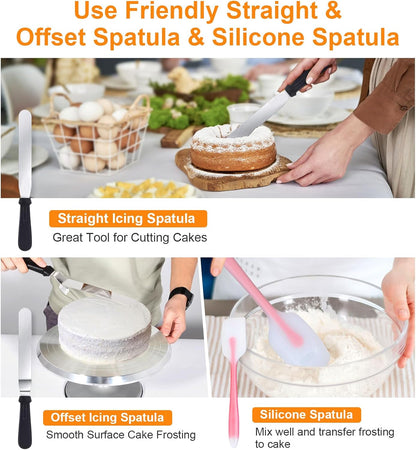Uten Cake Decorating Supplies Kit 33pcs, Aluminium Cupcake Stand Turntable