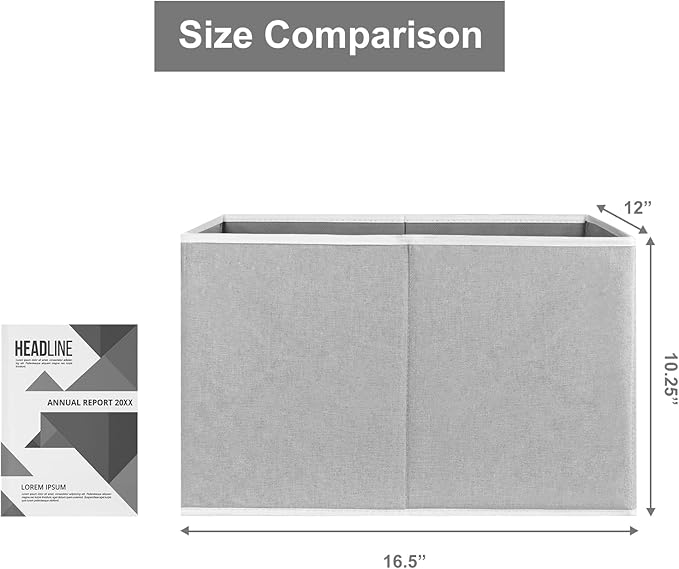 Closet Storage Bins, Fabric Closet Organizers and Storage Basket for Shelves, Collapsible Shelf Baskets for Organizing Shelves, Bedroom Clothes Basket, Gray, 3 Pack