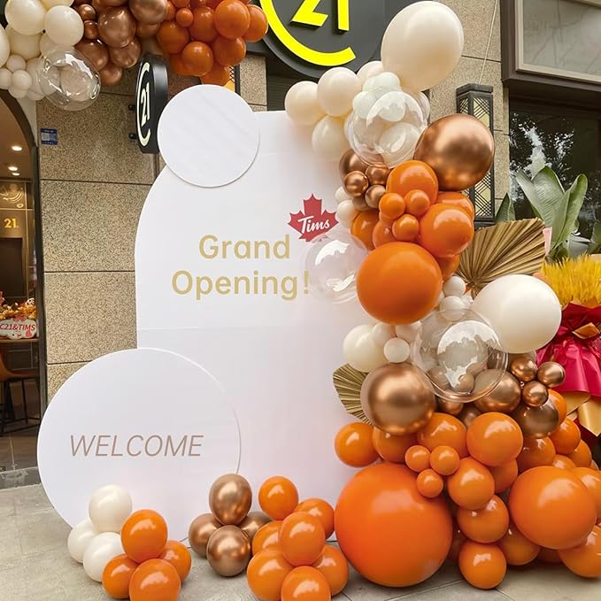 MEBAY Orange White Gold Balloon Garland Arch Kit, 166Pcs Boho Fall Balloons for Birthday Autumn Thanksgiving Day Wedding Baby Shower Party Decorations