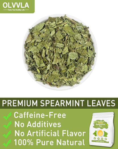 Olvvla - Spearmint Tea Bags - 1.5g X 50 Count - 100% Pure Natural Spearmint Leaves Herbal Tea - Non-GMO - Caffeine-free