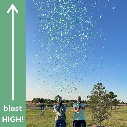 2 Pack Confetti Cannon Confetti Poppers | Biodegradable Green Confetti | TUR Party Supplies | Launches Up to 25ft | Giant (12 in) | Party Poppers for Graduation, Birthdays, Weddings, and Memorial Day