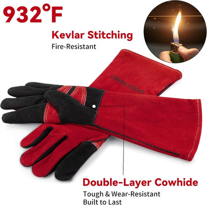 16 Inch Welding Gloves Heat Resistant 932°F for MIG/TIG/Stick Welding/Forging (M)