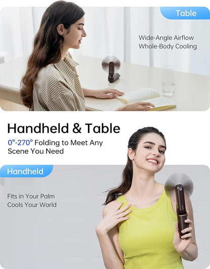 JISULIFE Handheld Fan 8 Plus: All-in-One Mini Fan with 37Hrs Cooling & 4500mAh PowerBank & Flashlight, USB Rechargeable, Portable Pocket Size for Travel, Makeup, Concert, Gifts for Women(Brown)