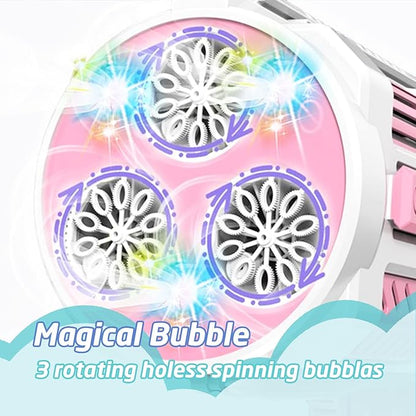 Automatic Gatling Bubble Gun with 2 Rechargeable Batteries, Produces Tens of Thousands Bubbles/Min, Includes Sight & Flashlight, ABS Drop-Tested, Bubble Machine Toy for Kids Adults Party Wedding