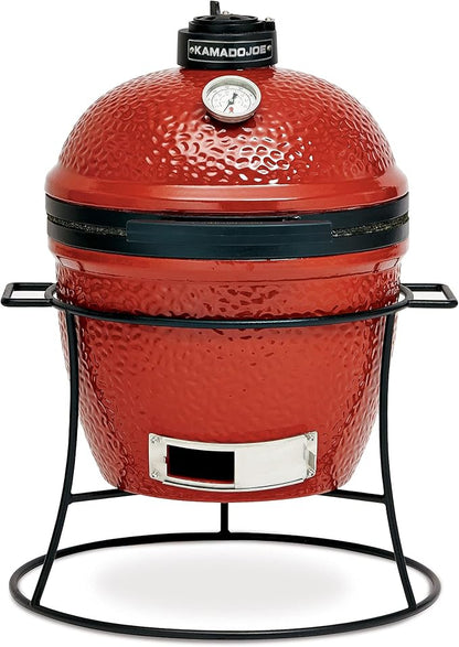 Kamado Joe KJ13RH 13.5 inch Portable Charcoal Grill, Blaze Red - Includes KJ15080420 Grill Cover, Black & Cast Iron Sear Plate (KJ15090620) for Classic Joe and Joe Jr Grills