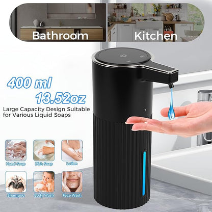 Automatic Liquid Soap Dispenser, 13.52oz/400ml Rechargeable Touchless Smart Lotion Soap Dispenser, Hand Dish Soap Dispensers for Bathroom & Kitchen - Wall Mounted, 4 Adjustable Level, IPX5 Waterproof