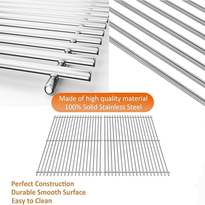 18.75" Cooking Grates for Weber Genesis II 300 and Genesis II LX 300 Series Gas Grills, Genesis II E&S 310 315 320 325 340, Stainless Steel Cooking Grid Replacement Parts for Weber 66095 84136
