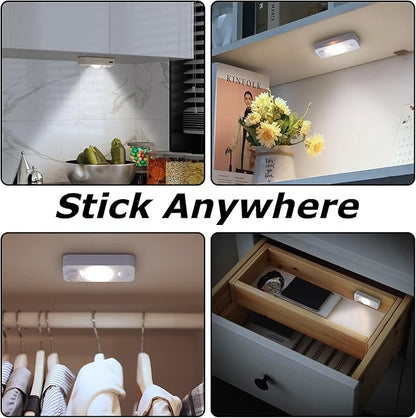 NIEGNOWOO LED Motion Sensor Puck Lights, Rechargeable Cabinet Lights, Stick on Wireless LED Night Light for Closet, Drawer, Shelf, Under Cabinet, Daylight White 4Pack, USB Charging Cord Included