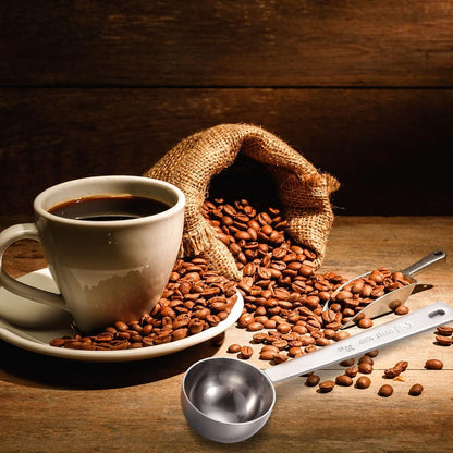 Geiserailie 8 Pieces 2 Tablespoon Scoops with Long Handle, 30 ml Stainless Steel Measuring Spoon for Coffee Milk Fruit Powder, Loose Tea Dry