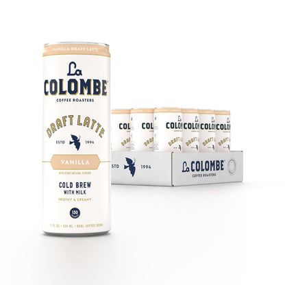 La Colombe Coffee, Vanilla Draft Latte, 11 fl oz Cans (Pack of 12), Coffeehouse Quality Cold Brew, Specialty Grade Coffee Beans