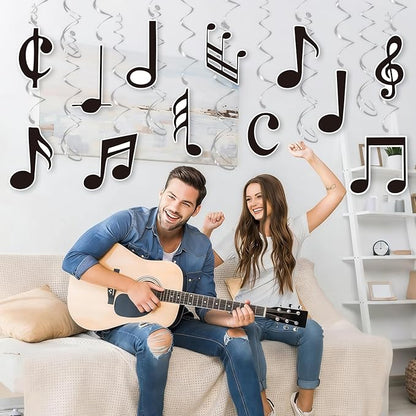 Musical Note Hanging Swirls - 30PCS Music Themed Party Decorations Musical Note Ceiling Streamers for Music Birthday Party Baby Shower Decor Supplies