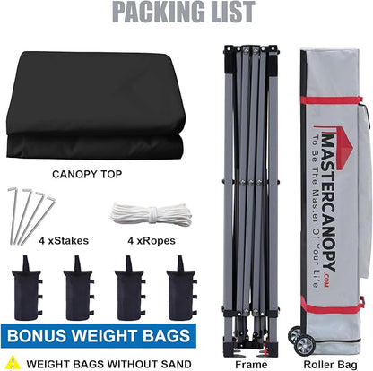MASTERCANOPY Heavy Duty Pop-up Canopy Tent with Sidewalls (8x8,Black)
